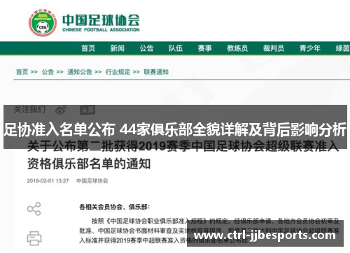 足协准入名单公布 44家俱乐部全貌详解及背后影响分析